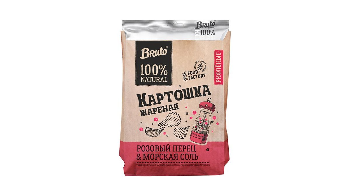 Чипсы Bruto рифленые перец розовый 120 г