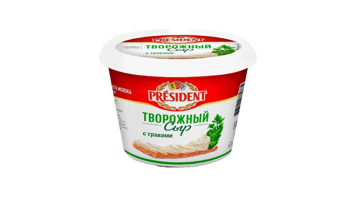 Сыр творожный President с травами 140 г