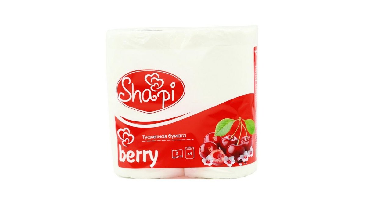 Туалетная бумага Shapi Berry 2-слойная 4 рулона