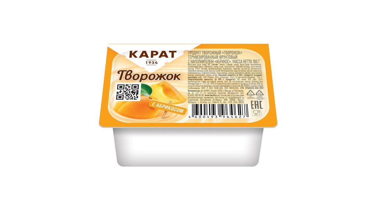 Продукт творожный Карат с абрикосом 100 г