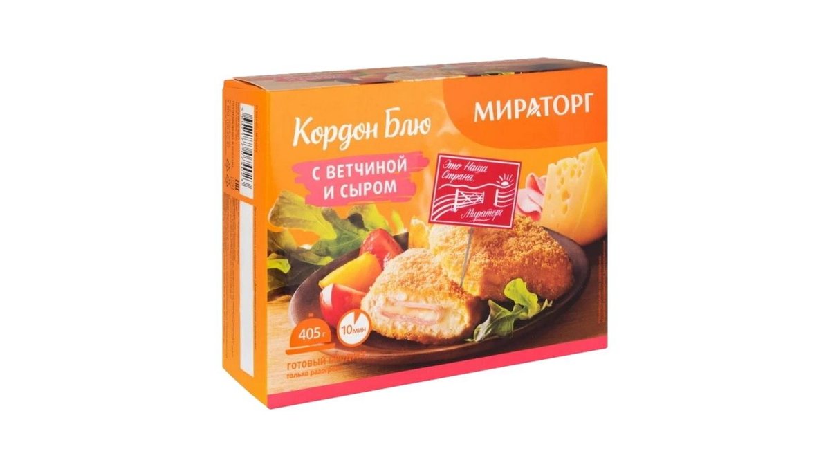 Кордон блю Мираторг с ветчиной и сыром 405 г