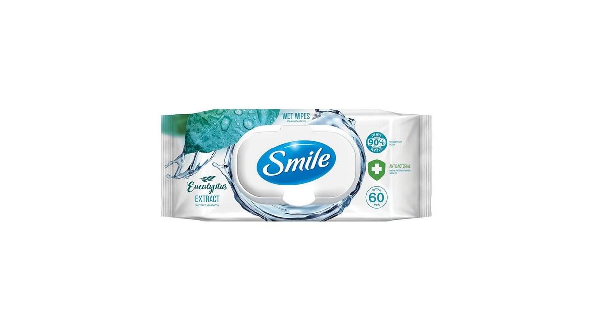 Салфетки влажные Smile с экстрактом эвкалипта 60шт