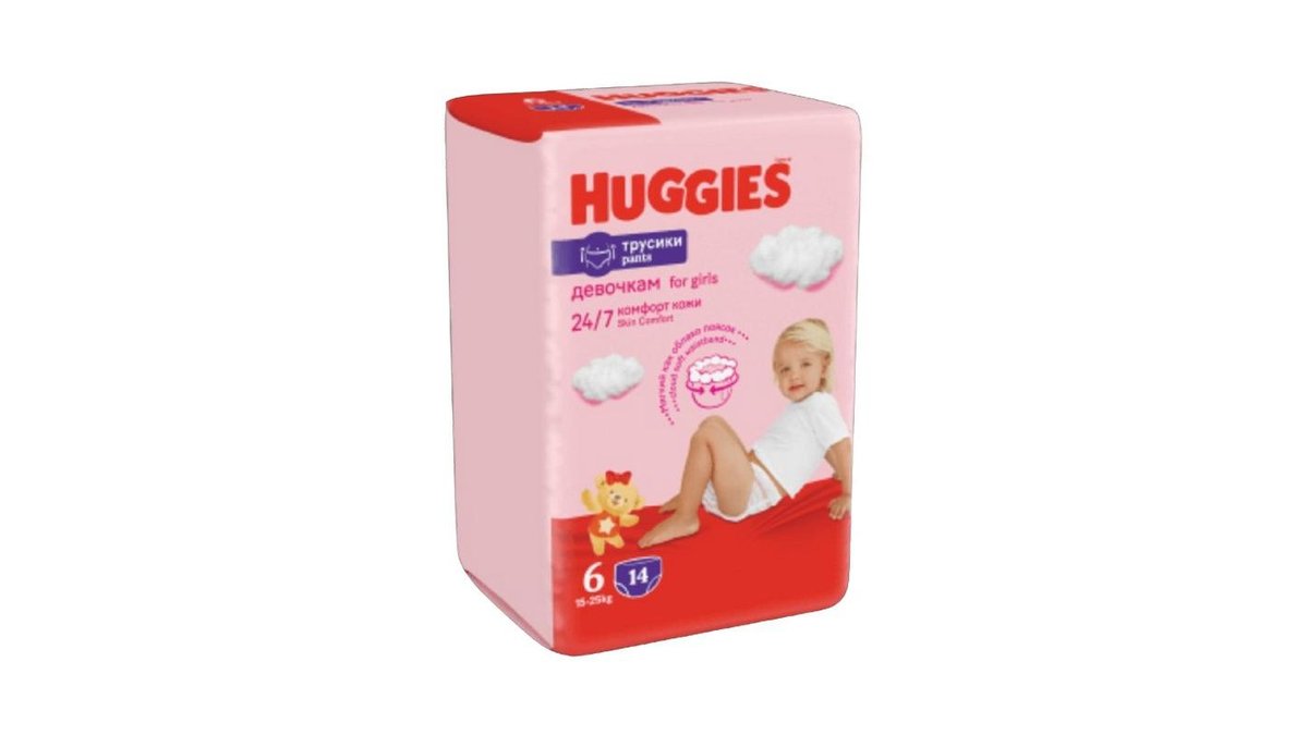 Трусики Huggies 6 15-25 кг для девочек 14 шт