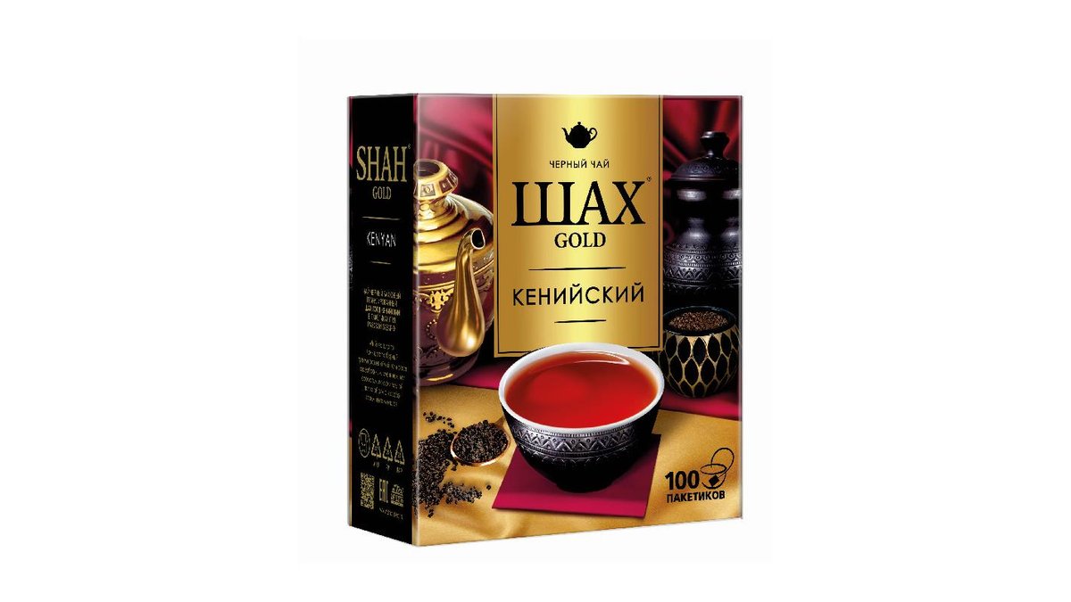 Чай черный шах голд кенийский 100пак 180гр
