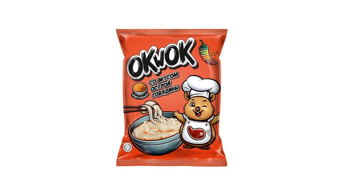 Лапша Okwok со вкусом говядины по-домашнему 90 г