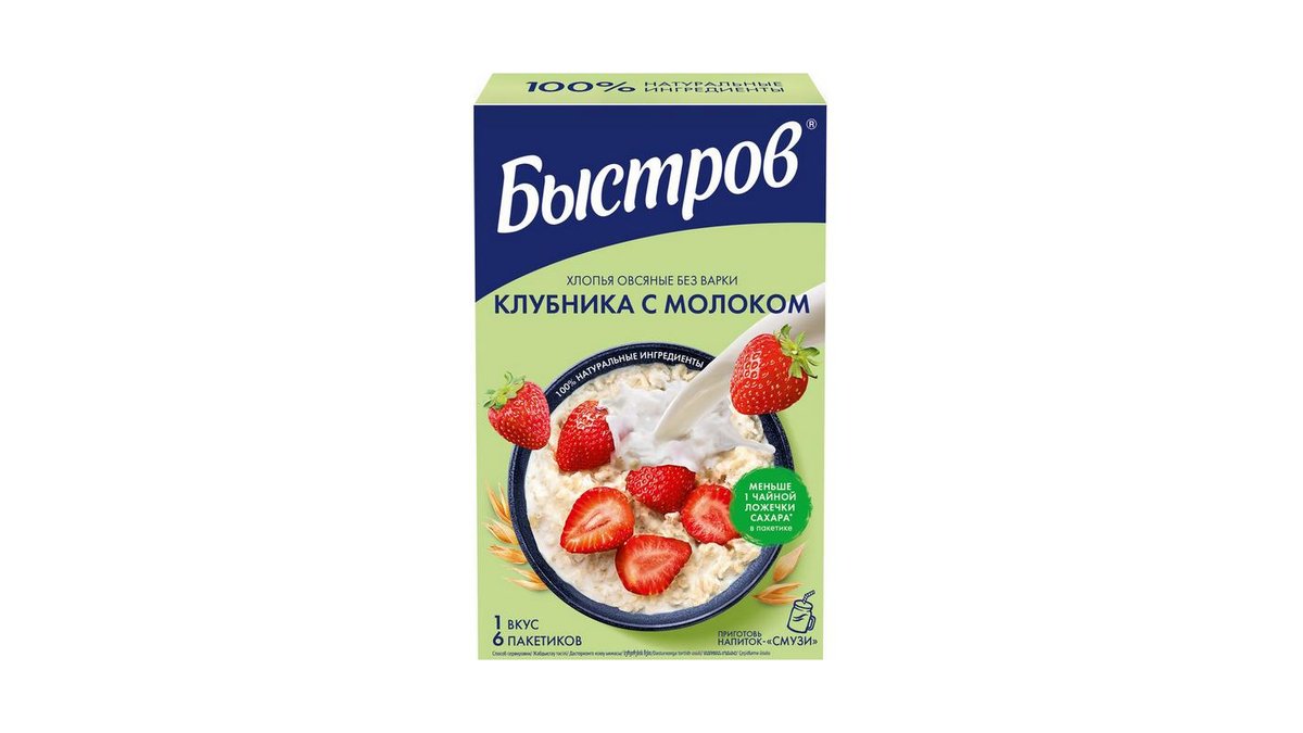 Хлопья Быстров клубника с молоком 240 г
