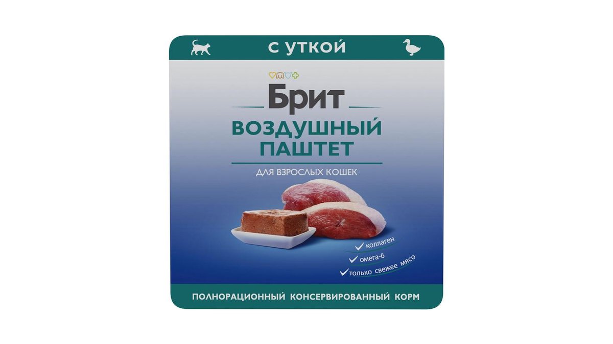 Корм для кошек паштет Brit Premium утка 100 г