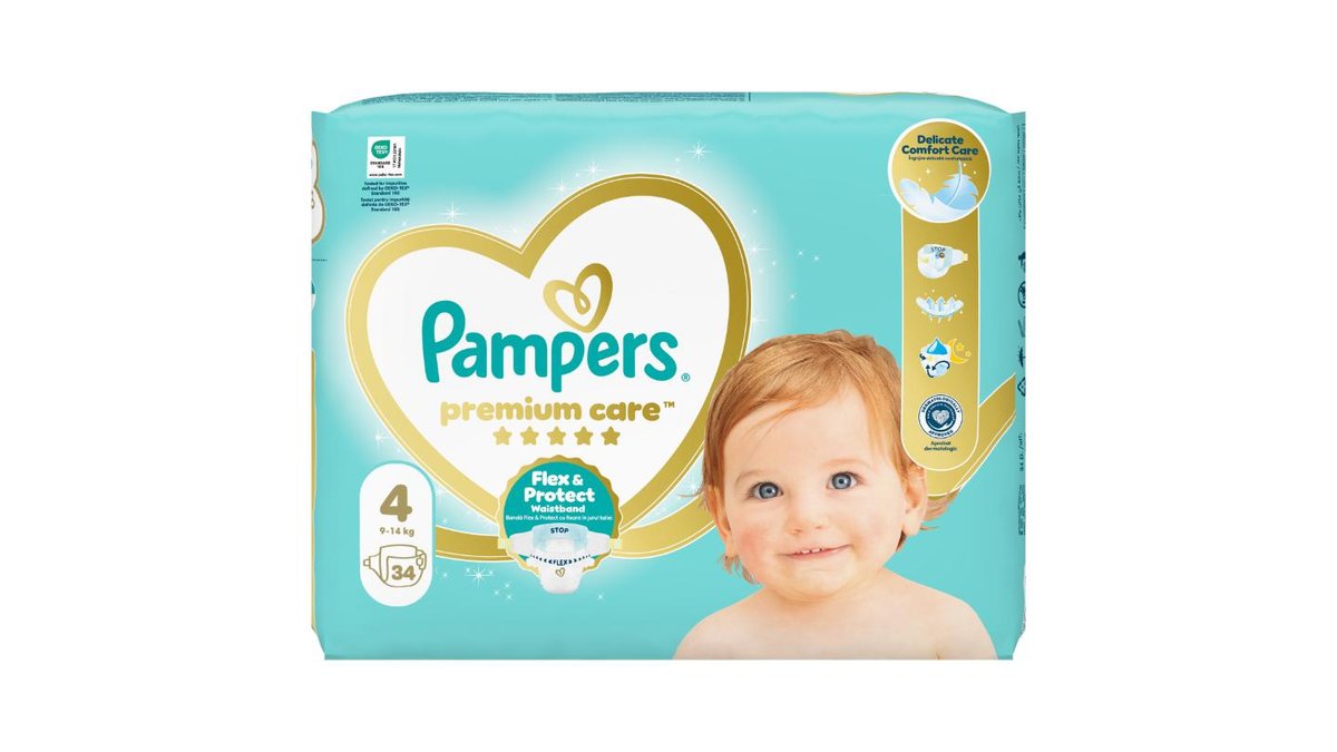 Pampers Premium Care Velikost 4, 34 Plenek, 9kg-14kg