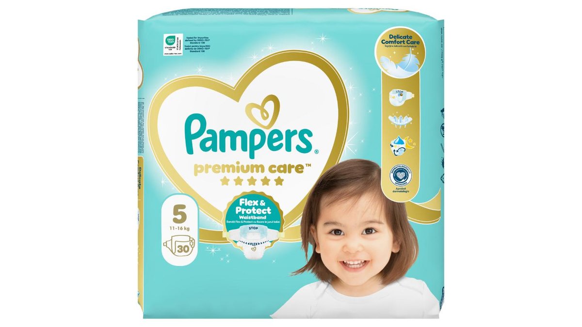 Pampers Premium Care Velikost 5, 30 Plenek, 11kg-16kg