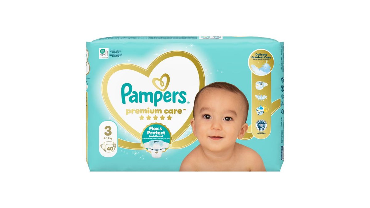 Pampers Premium Care Velikost 3, 40 Plenek, 6kg-10kg