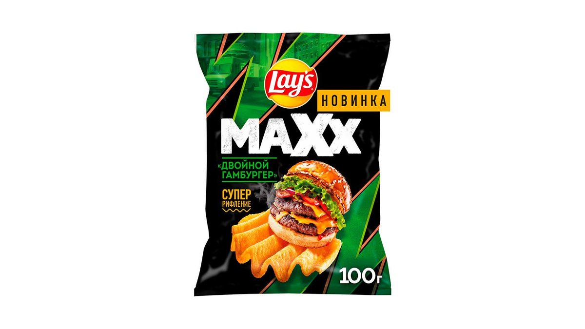 Чипсы LAYS Maxx Супер рифленые Двойной гамбургер 100г м/у