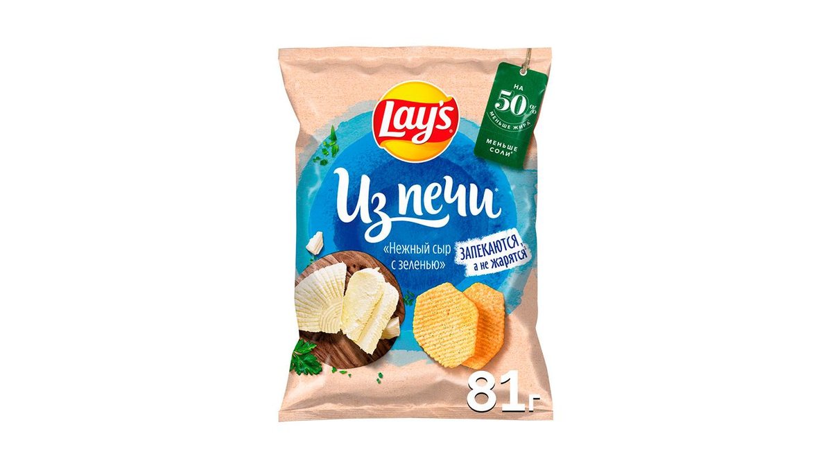 Чипсы Lays Из печи Нежный сыр с зеленью 81 г