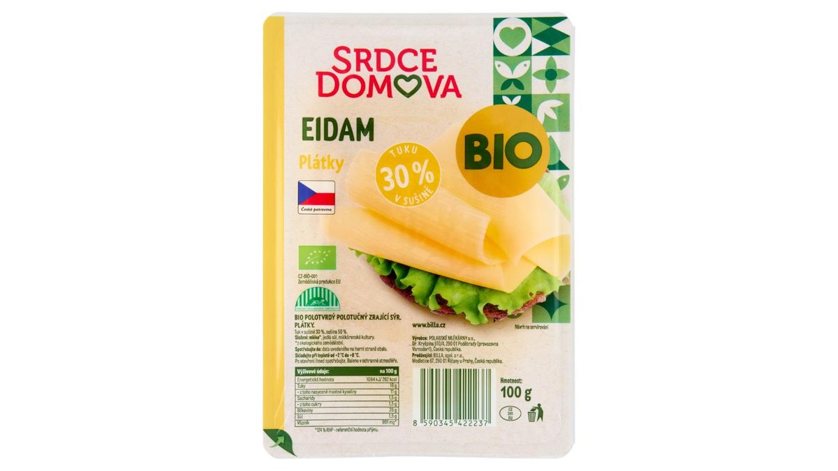 Srdce domova Bio eidam plátky 100g
