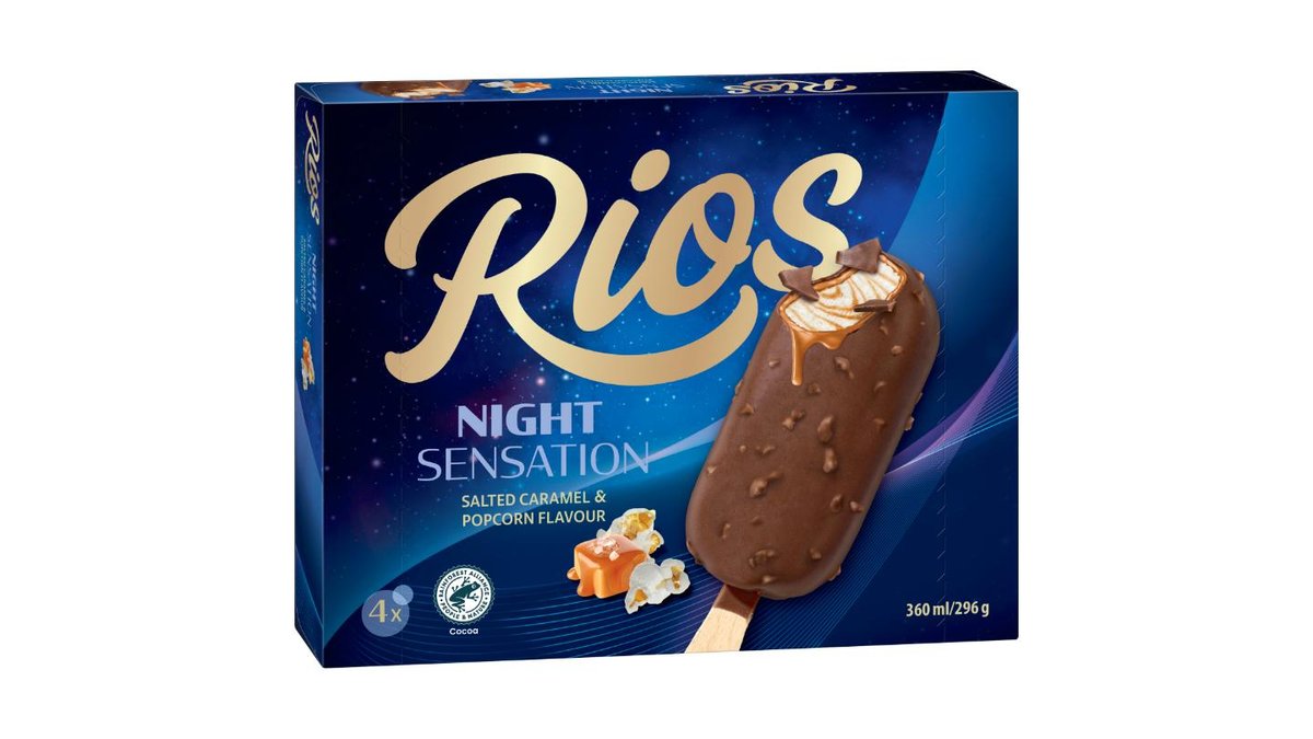 Rios Mražený krém s příchutí popcornu s krémem s chutí slaného karamelu 4 x 90ml (360ml)