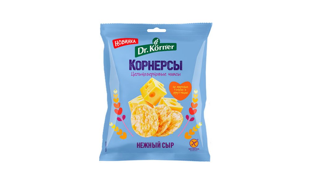 Чипсы Dr.Korner цельнозерновые кукурузно-рис с сыр 50г