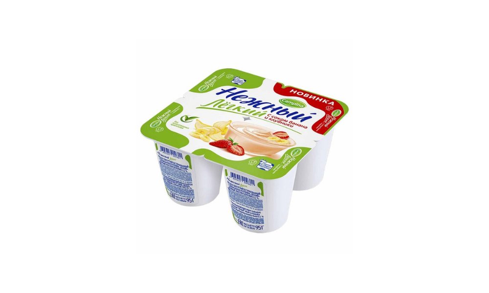 Йогурт Campina Нежный Лайт банан-клубника 0,1% 95 г