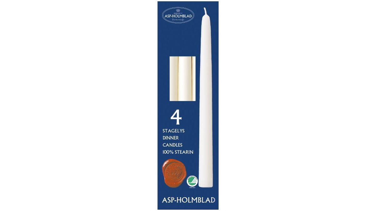 Stagelys 25.5 cm 4 stk creme, ASP Holmblad 250 g