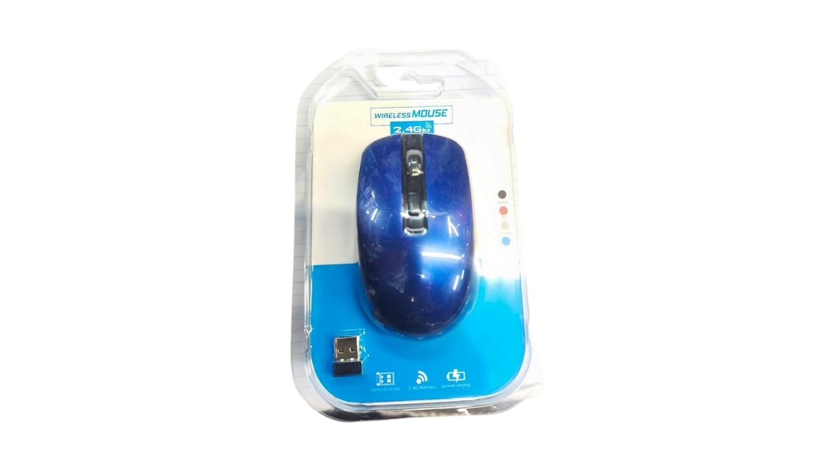 עכבר אלחוטי אופטי 2.4GHz בעיצוב ארגונומי עם מקלט Nano – צבע כחול