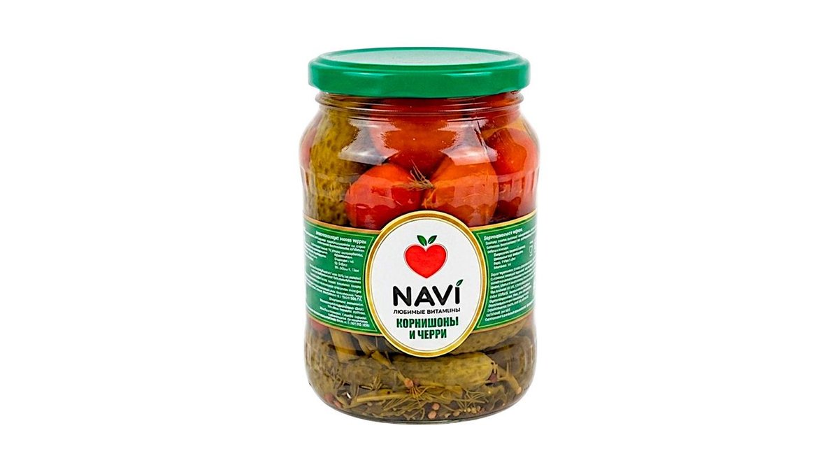 Ассорти томаты черри и корнишоны Navi 720 мл