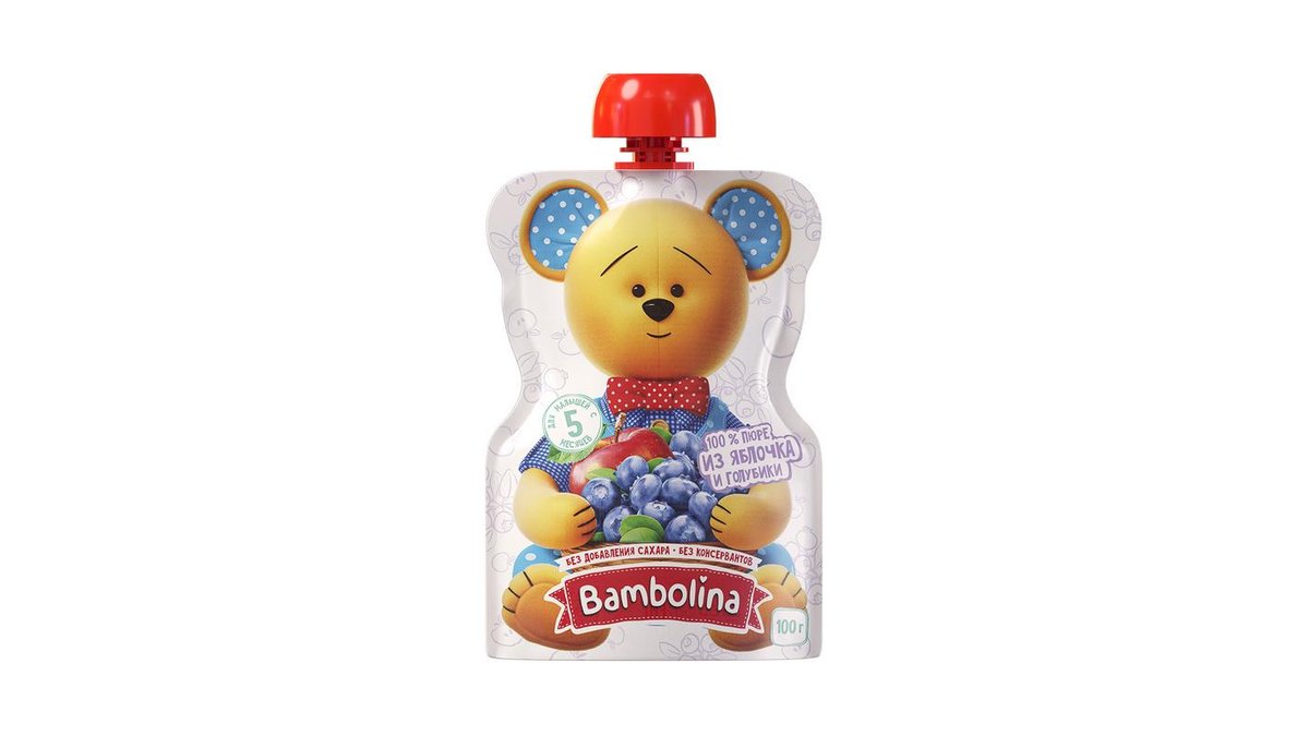 Пюре BAMBOLINA Яблоко и голубика 100г