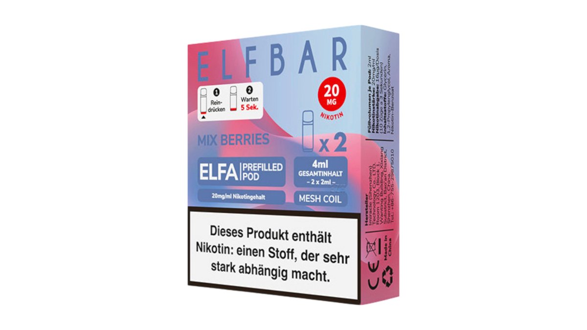 hat rewe elfbar pods für E-Zigarette Mix-Berries, 2 Stück | Wolt Market Lierenfeld Saveur gourmande elfbar pots Flavours:Kiwi Passionfruit Guava Blueberry Elf bar Plus