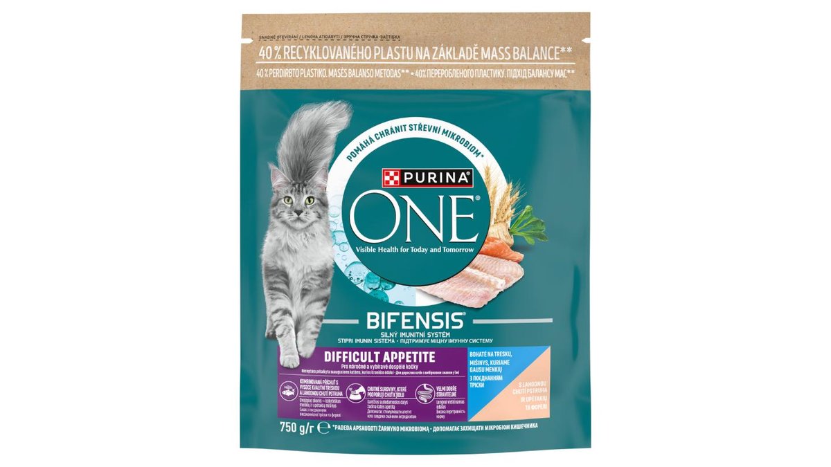 Purina ONE Bifensis Difficult Appetite granule pro kočky treska, pstruh 750g