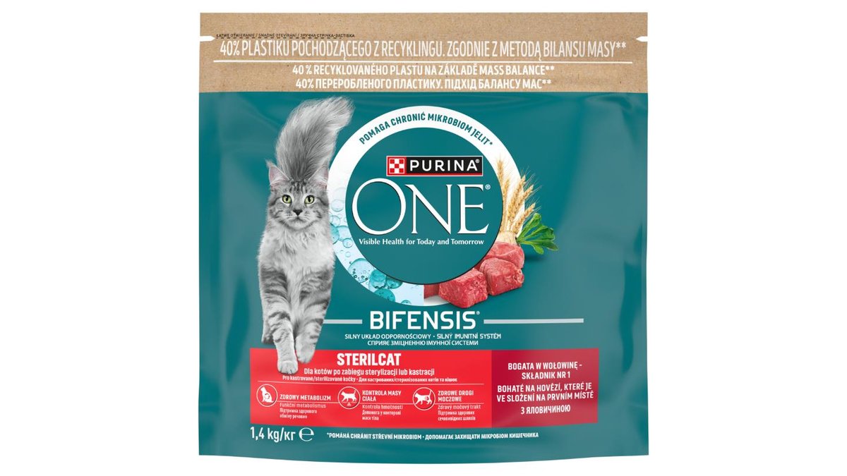 Purina ONE Bifensis Sterilised granule pro kočky hovězí 1,4kg