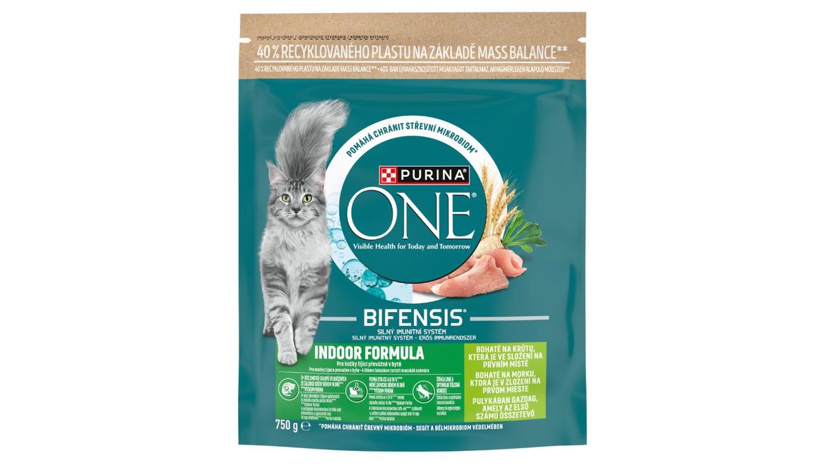 Purina ONE Bifensis Indoor granule pro kočky krůta, obiloviny 750g