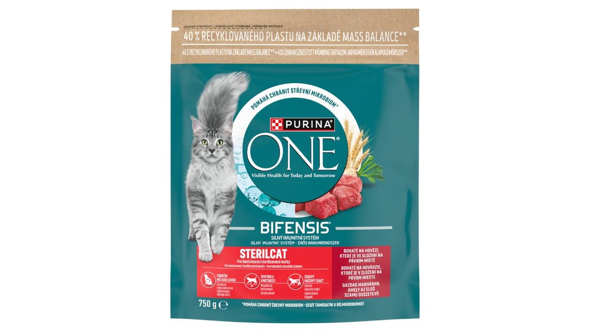 Purina ONE Bifensis Sterilised granule pro kočky hovězí 750g