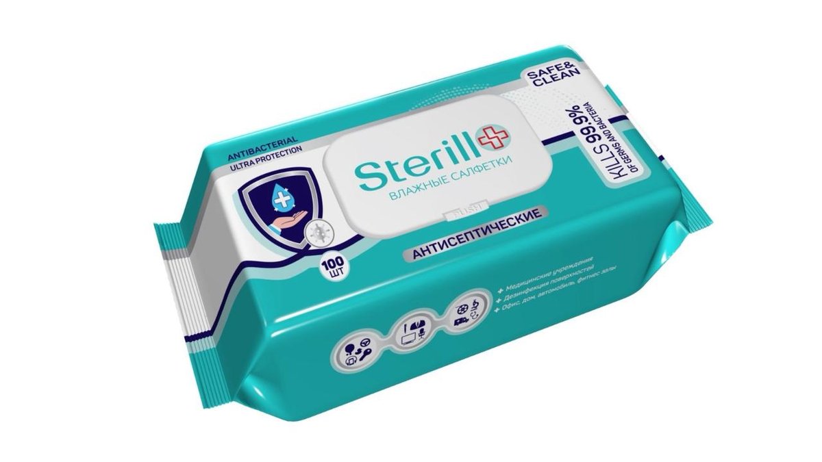 Салфетки влажные антисептические Sterill 100 шт