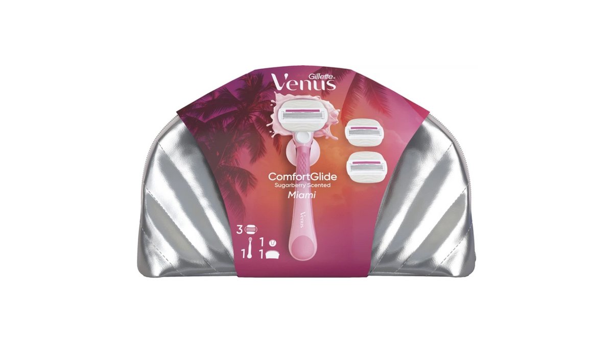 Gillette Venus Comfortglide Festival dámská dárková taška: holicí strojek + 2 hlavice + toaletní taška