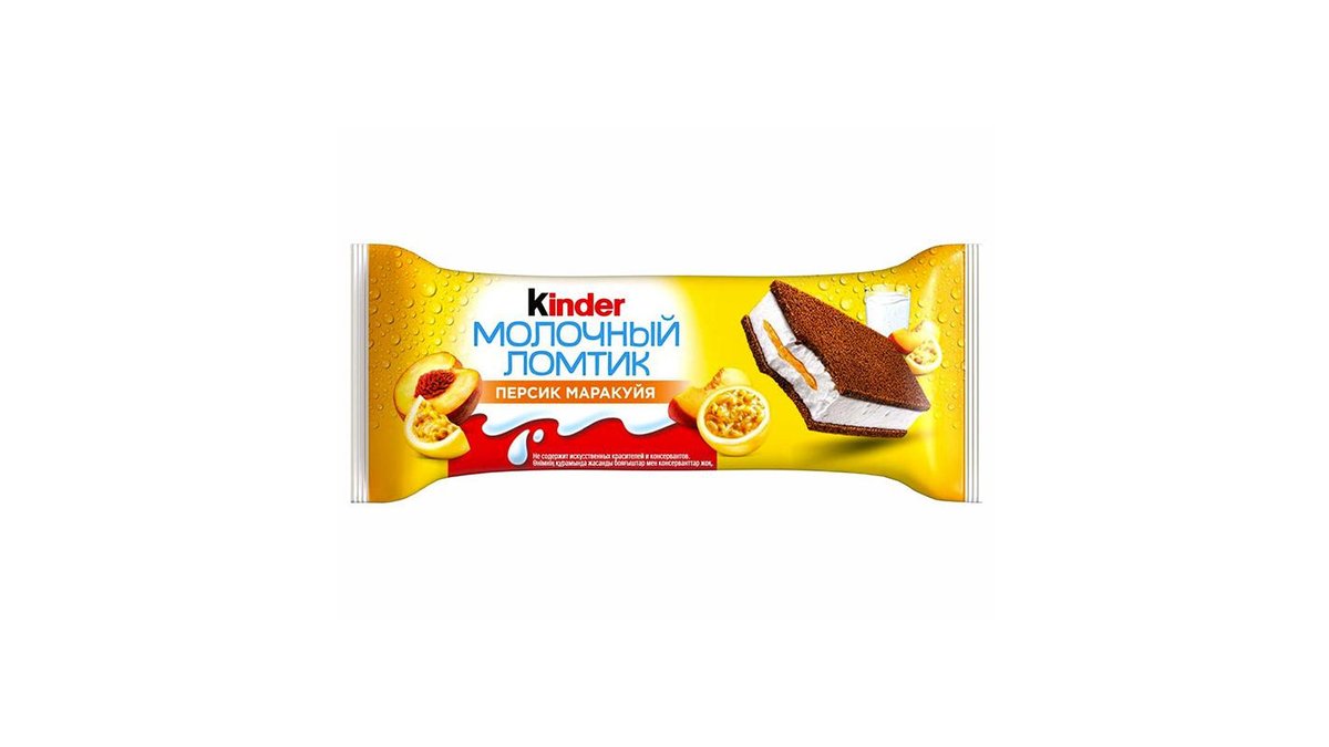 Пирожное KINDER Молочный ломтик Персик и маракуйя 28г