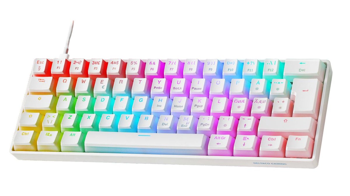 Deltaco Gaming 60% RGB pelinäppäimistö valkoinen