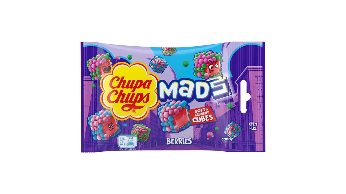 Chupa Chups Mads želé obalené v křupavých kuličkách s příchutí bobulového ovoce 45g