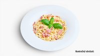 Objednať 500g Spaghetti Carbonara (1,3,7) , (oravská slaninka, žĺtok, olivový olej, smotana, parmezán)