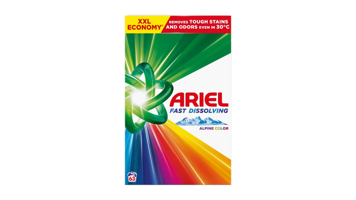 Ariel Alpine color prášok na pranie, 63 praní, 3,465 kg