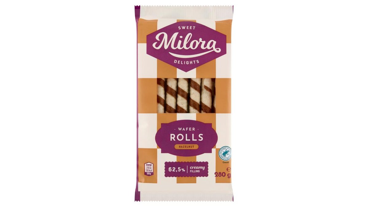 Milora Oplatkové trubičky s lískooříškovou náplní 280g