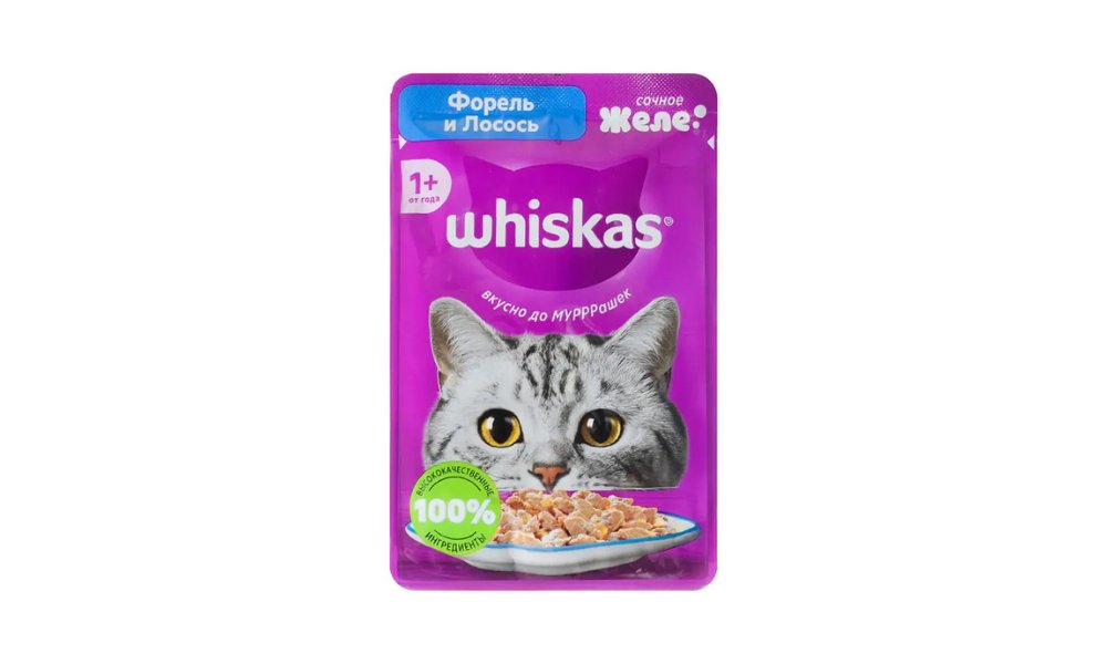 WHISKAS, Корм Желе С форелью и лососем, 75 г
