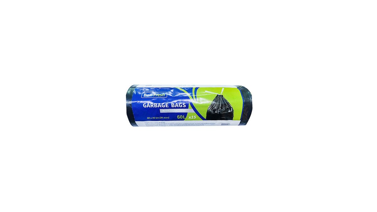 BE FRESH ნაგვის პარკი შავი 60ლ 15ც/3800107330614