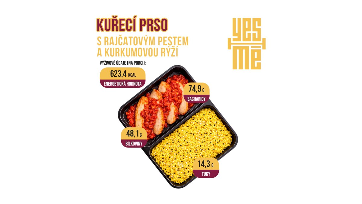 Yes Mě Kuřecí prso s rajčatovým pestem a kurkumovou rýží, 385 g