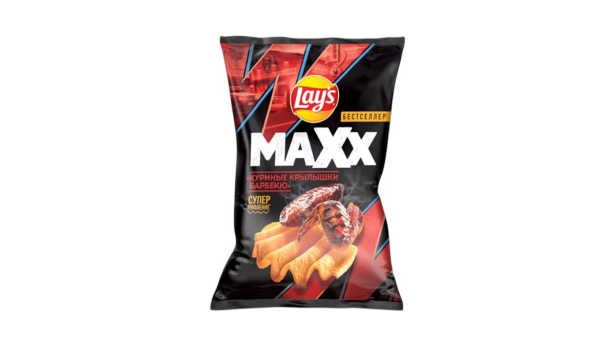 Чипсы lays maxx рифленые со вкусом куриные крылышки барбекю 100 г пак