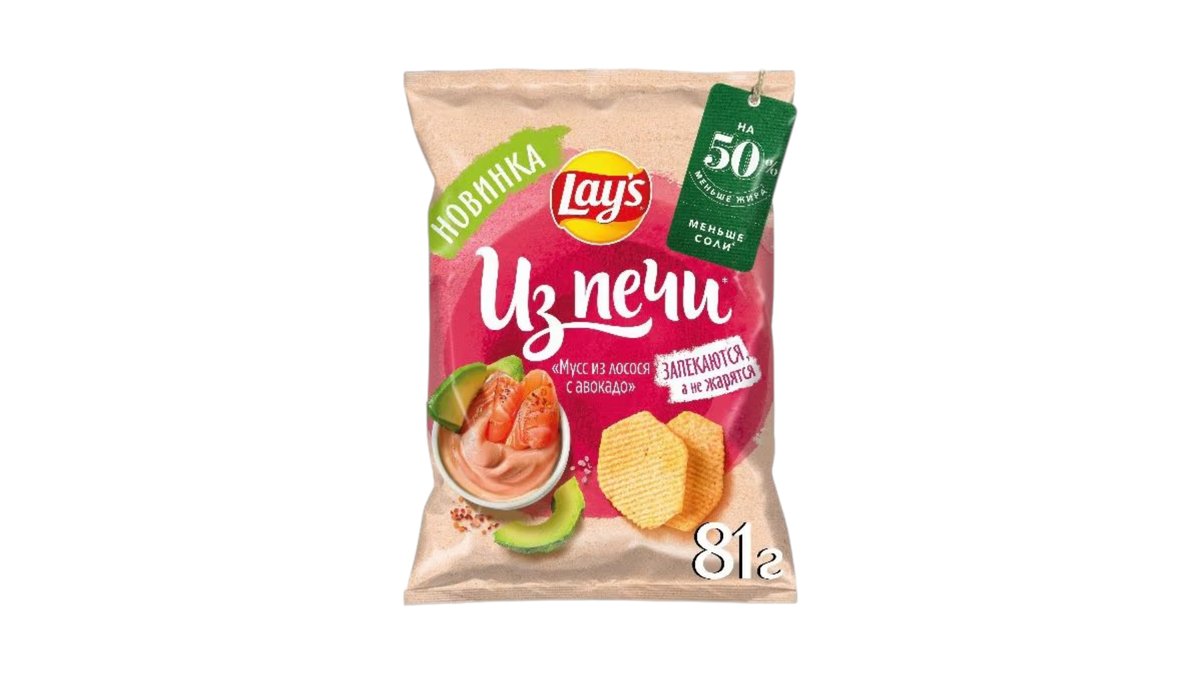 Чипсы lays из печи мусс из лосося с авокадо 81г