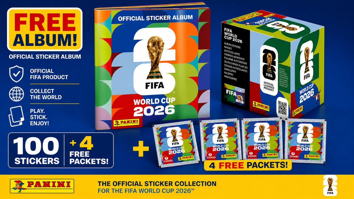 FIFA World Cup 2026 Sticker Bundle – 100 Packets + 4 FREE Packs + Free ...