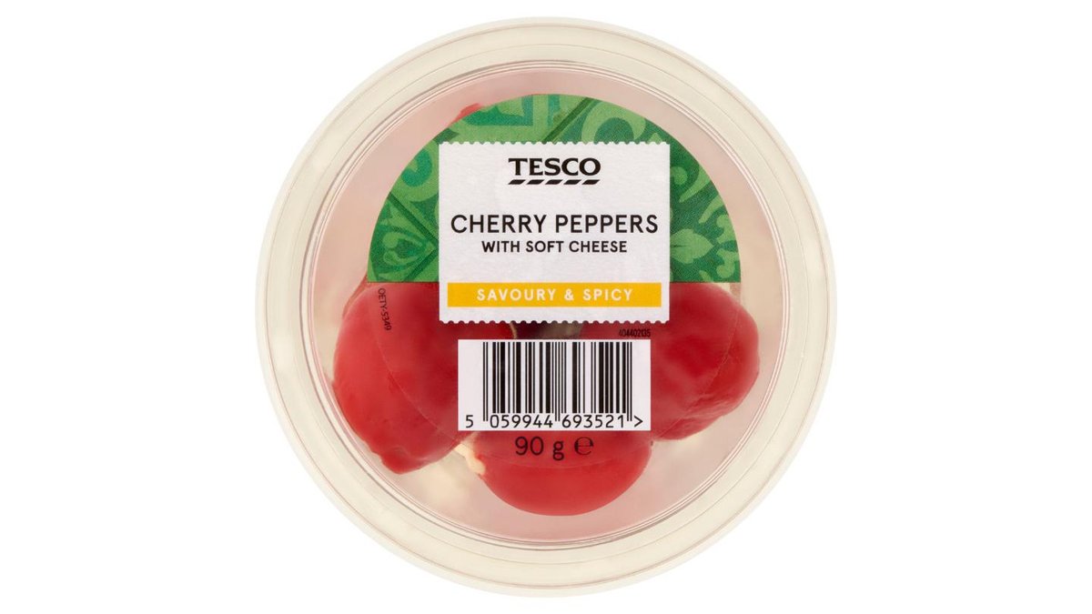 Tesco Marinovaná červená paprika plnená čerstvým syrom 90 g