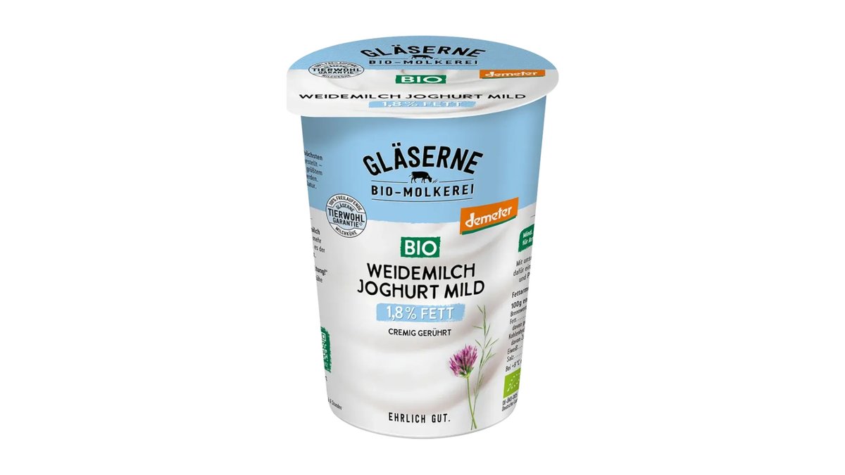 Gläserne Molkerei Weidemilch Joghurt mild, Demeter, 1,8% Fett, 500 g | Wolt Market Gesundbrunnen
