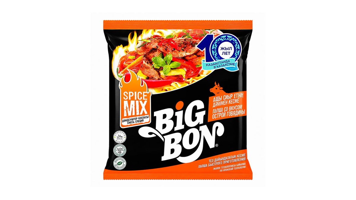 Bigbon Лапша Со Вкусом Острой Говядины 75г