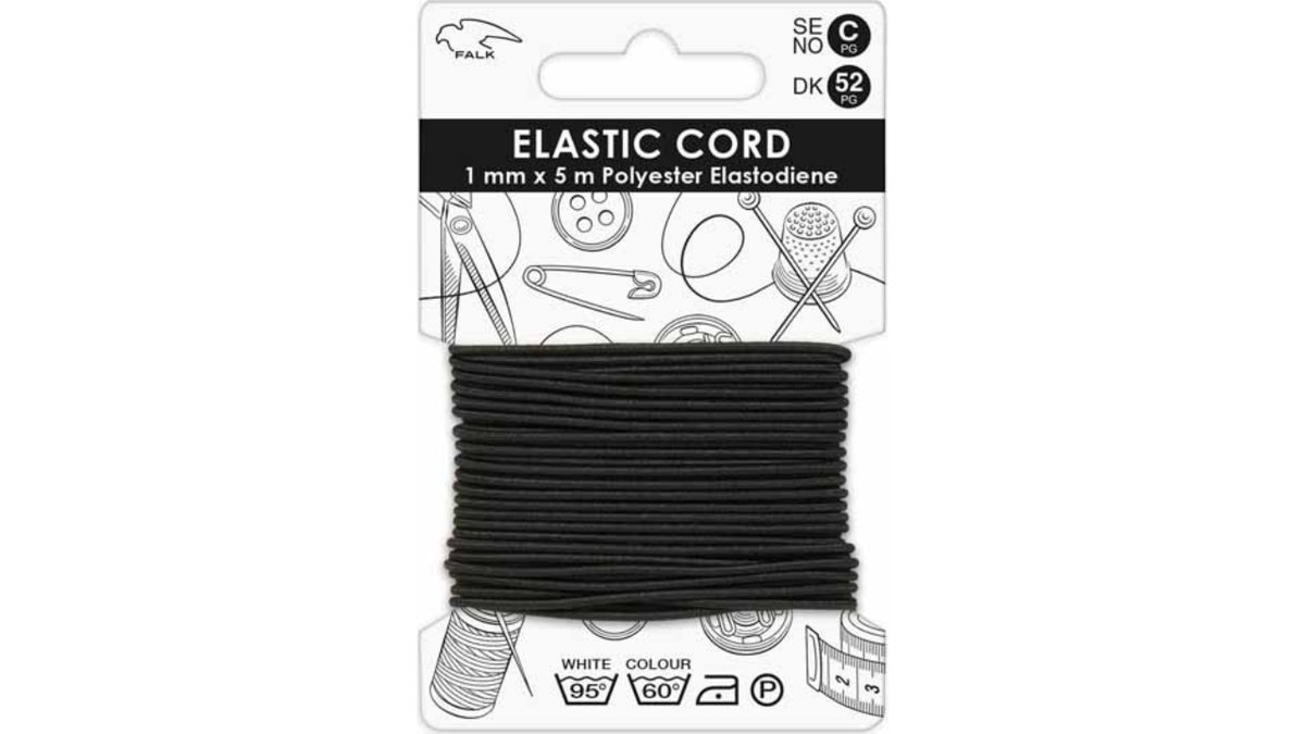 Elastiksnor 5 m sort 1 stk.
