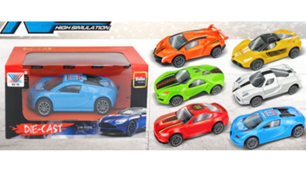 Die-cast sportstbil 6 ass
