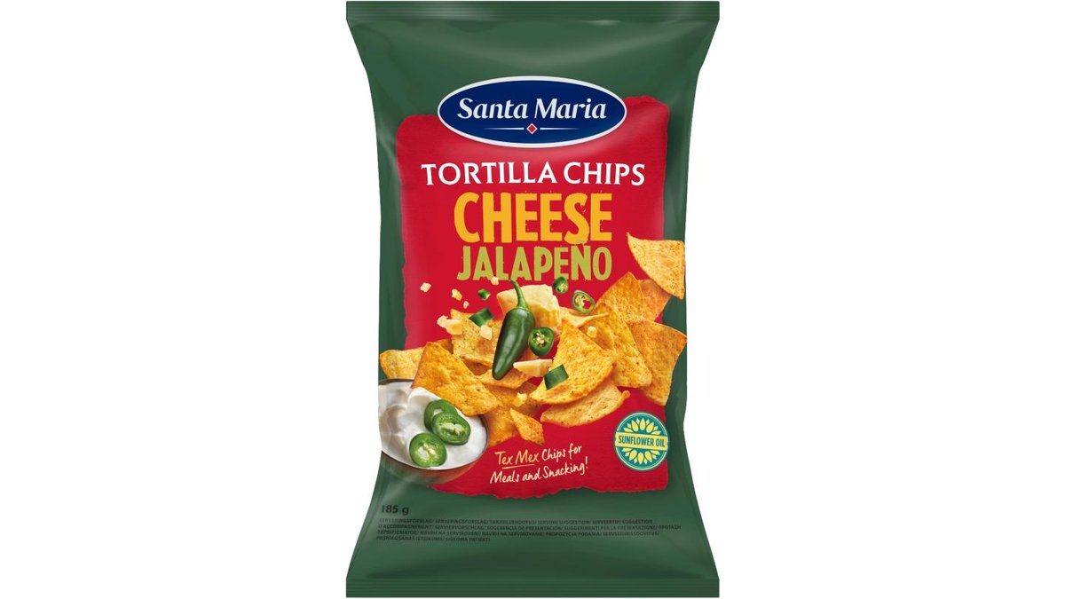 Santa Maria Tortillachips Cheese Jalapeño, 185 g