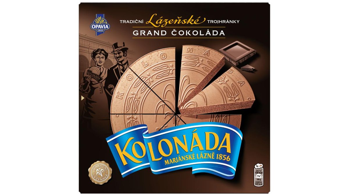 Kolonada Trojhránky s čokoládovou náplní Oplatky S moukou z programu Harmony. Box 200 g